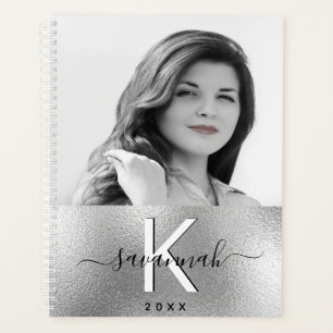 Silver custom Foto script monogram 2025 Planer