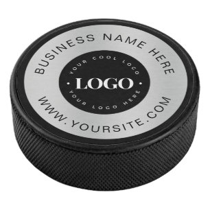 Silver Custom Logo Text Company - Markenbezeichnun Eishockey Puck