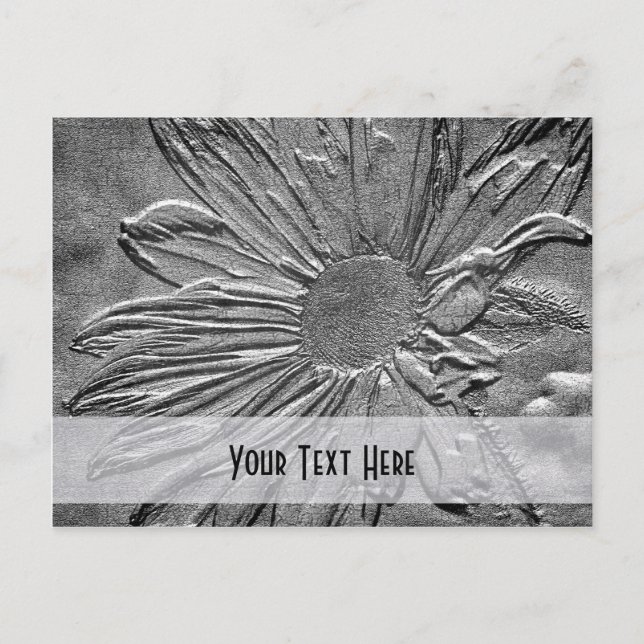 Silver Daisy Floral Customizable Postcard Postkarte (Vorderseite)