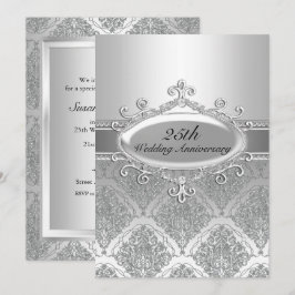 Silver Damask 25. Jahrestag der Hochzeit Einladung