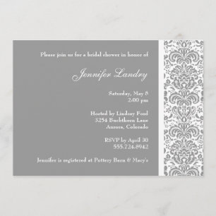 Silver Damask Bridal Dusche Einladung