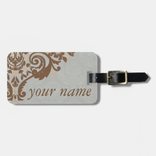 Silver Damask Jacquard Gepäcktag Gepäckanhänger
