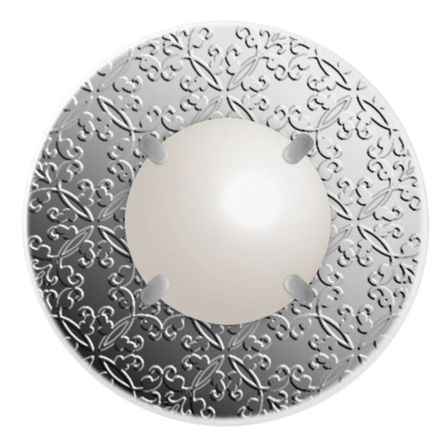 Silver Damask mit einer Imitat-Marbellperle Keramikknauf (Vorderseite)