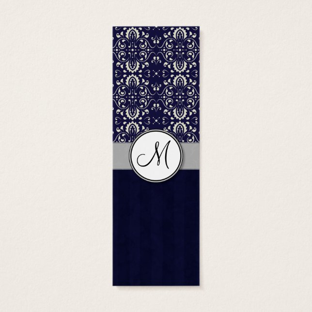 Silver Damask on Blue with Stripes and Monogram (Rückseite)