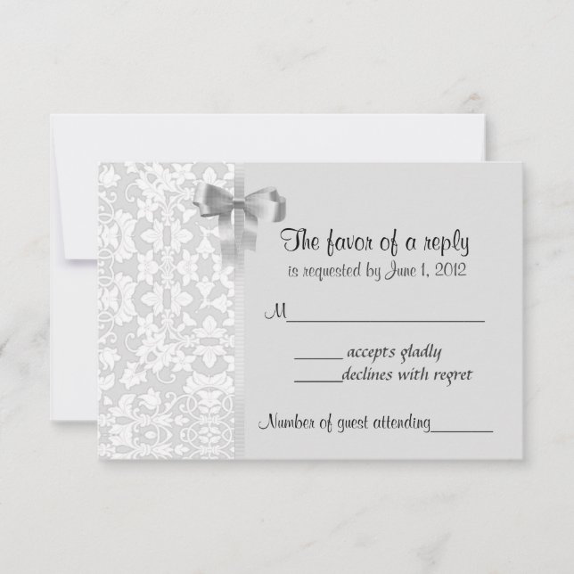 Silver Damask RSVP-Karten RSVP Karte (Vorderseite)