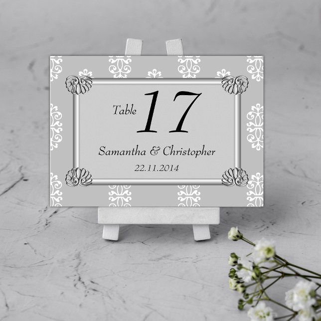 Silver Damask Wedding Tischnummer (Von Creator hochgeladen)
