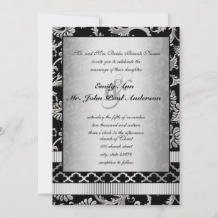 Silver Damask Wirbel Hochzeitsfeier Einladung