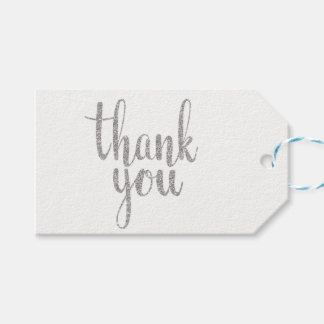 Silver danke Ihnen für Tags, Glitzer, horizontal Geschenkanhänger