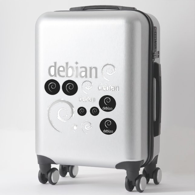 Silver Debian Linux Logos Sticker (Koffer)