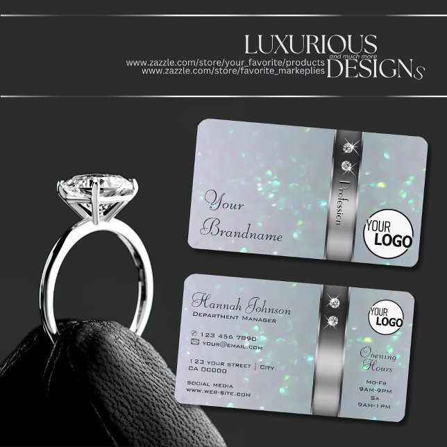 Silver Decor Light Blue Pearl Glitzer Logo Juwelen Visitenkarte (Von Creator hochgeladen)