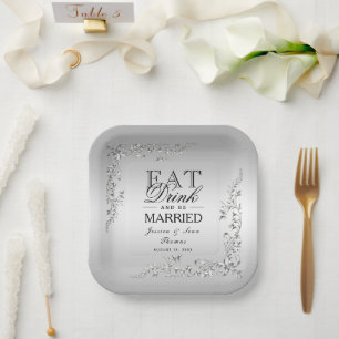 Silver Decoration Wedding Pappteller