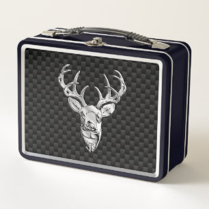 Silver Dee on Carbon Fibre Style Print Metall Brotdose