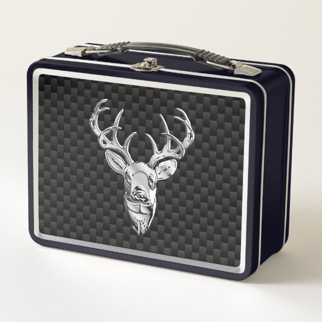 Silver Dee on Carbon Fibre Style Print Metall Brotdose (Vorderseite)