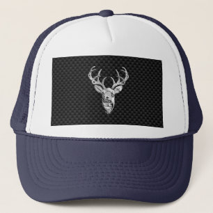 Silver Deer Buck on Carbon Fibre Style Decke Truckerkappe