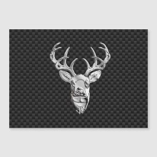 Silver Deer Buck on Carbon Fibre Style Print Magnetkarte