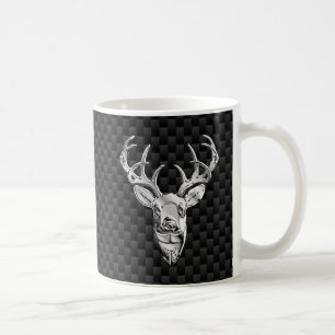 Silver Deer Deco auf Carbon Fibre Style Print Kaffeetasse