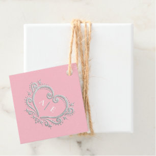 Silver dekorative Herz monogramm rosa Hochzeit Geschenkanhänger