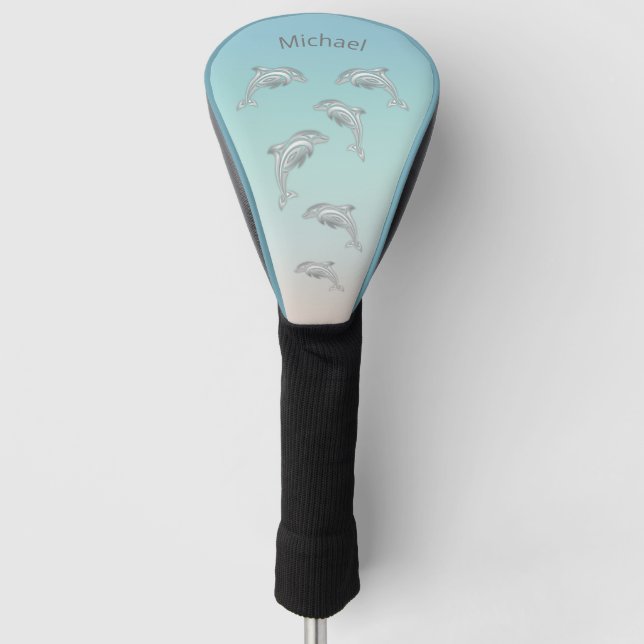 Silver Delphine Coast Add Name Golf Head Cover Golf Headcover (Vorderseite)