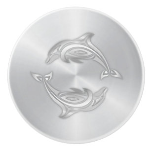 Silver Delphins Monogram Coastal Keramikknauf