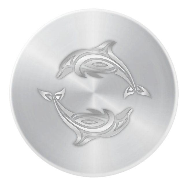 Silver Delphins Monogram Coastal Keramikknauf (Vorderseite)