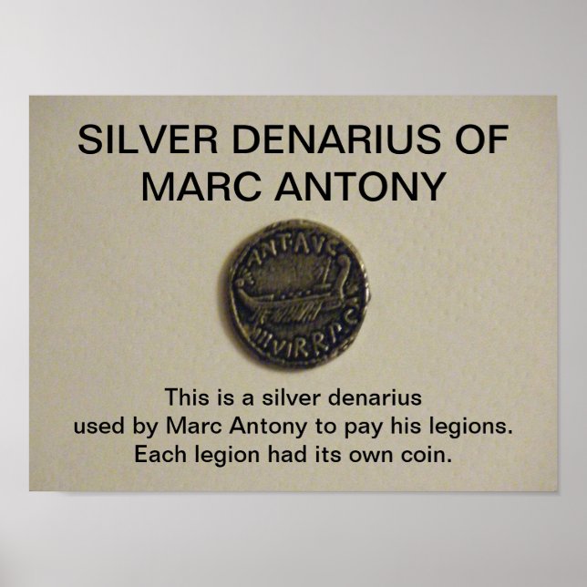 Silver Denarius Marc Antony Coin Foto Print Poster (Vorne)