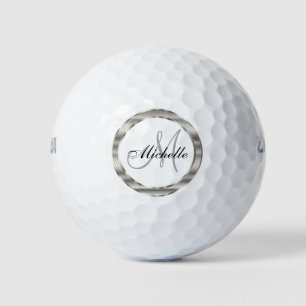 🏌️ ‍ ♂️ Silver Design mit Monogramm und Name Golfball
