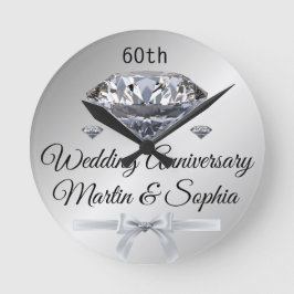 Silver Diamond 60 Jahre Jubiläum Geschenk für Ehef Runde Wanduhr