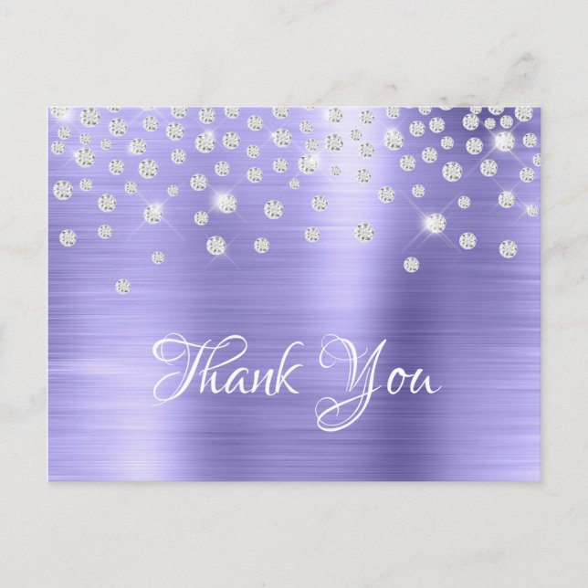 Silver Diamond Confetti Periwinkle Satiny Foil Postkarte (Vorderseite)