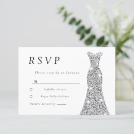 Silver Diamond Dress Bridal oder Birthday Party RSVP Karte