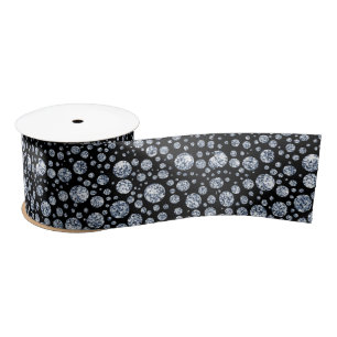 Silver Diamond Glitzer Bling Kristall Satinband