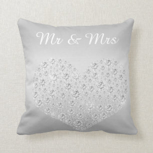 SILVER DIAMOND HERZ CUSHION WEDY Silber Kissen