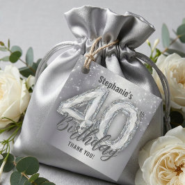 Silver Diamond Look 40th Birthday Thank You Geschenkanhänger