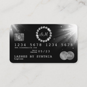 Silver Diamond Monogram Visitenkarte