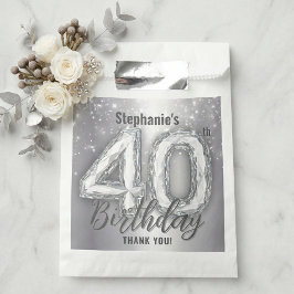 Silver Diamond Sparkle 40th Birthday Thank You Geschenktütchen