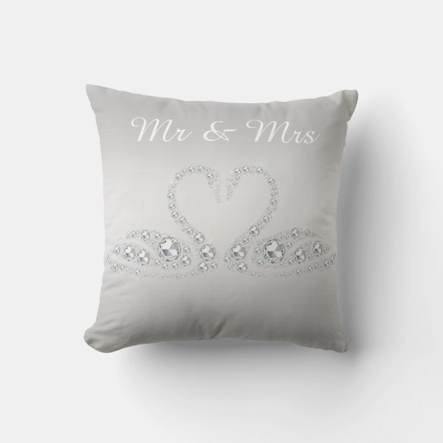 SILVER DIAMOND SWAN CUSHION WEDION Silber Kissen (Vorderseite)