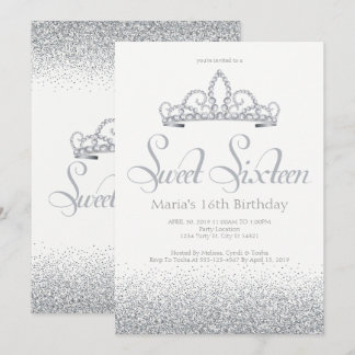 Silver & Diamonds 16 . Geburtstag Einladungen