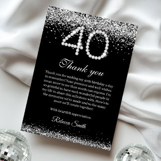 Silver Diamonds 40. Geburtstag Dankeschön Karte