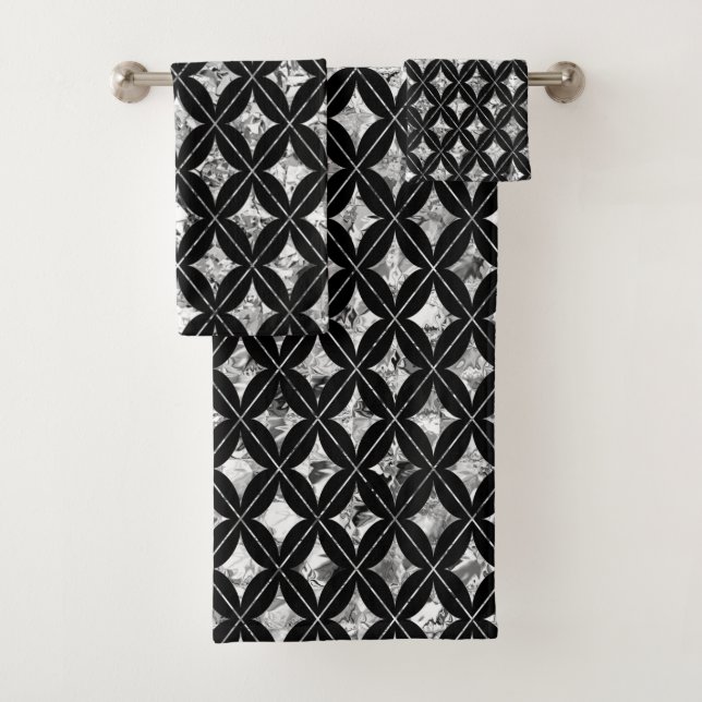 Silver Diamonds auf Black Towel Set (Insitu)