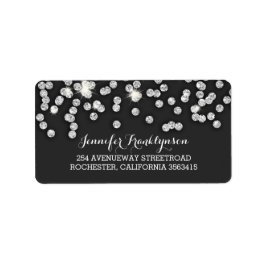 Silver Diamonds Glitzer Wedding Adressaufkleber