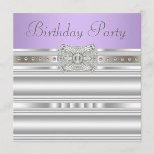 Silver Diamonds Lavender Lila Geburtstagsparty Einladung