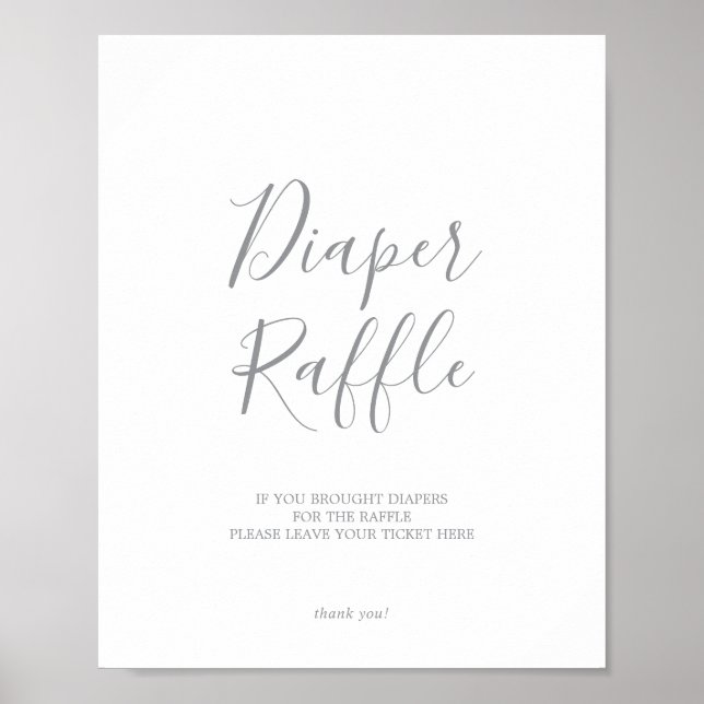 Silver Diaper Raffle Baby Duschzeichen Poster (Vorne)