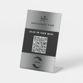 Silver Digital Menu QR Code Pedestzeichen Sockelschild