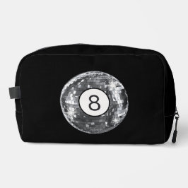 Silver Disco Ball, 8 Ball Motif, Retro 1970er Waschbeutel
