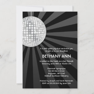 Silver Disco Ball Bat Mitzvah Einladungen