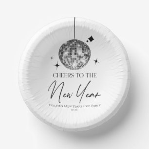 Silver Disco Ball Cheers Silvester Party Pappteller
