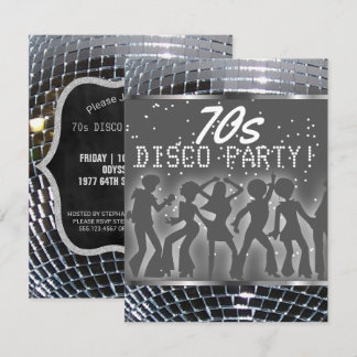 Silver Disco Ball Dance Party| Retro 70er Party Einladung