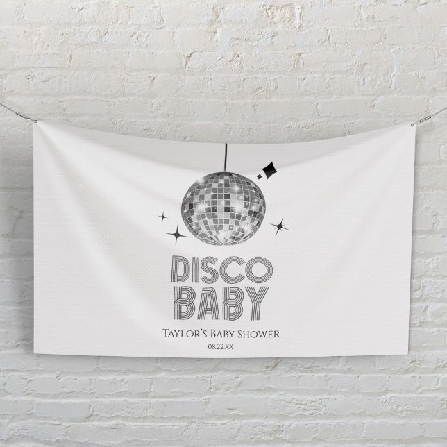 Silver Disco Ball "Disco Baby" Babydusche Banner (Von Creator hochgeladen)
