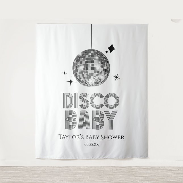 Silver Disco Ball "Disco Baby" Babydusche Wandteppich (Vorderseite)