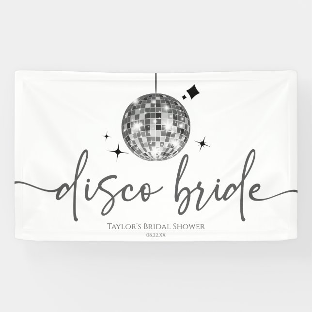 Silver Disco Ball Disco Bridge Brautparty Banner (Horizontal)