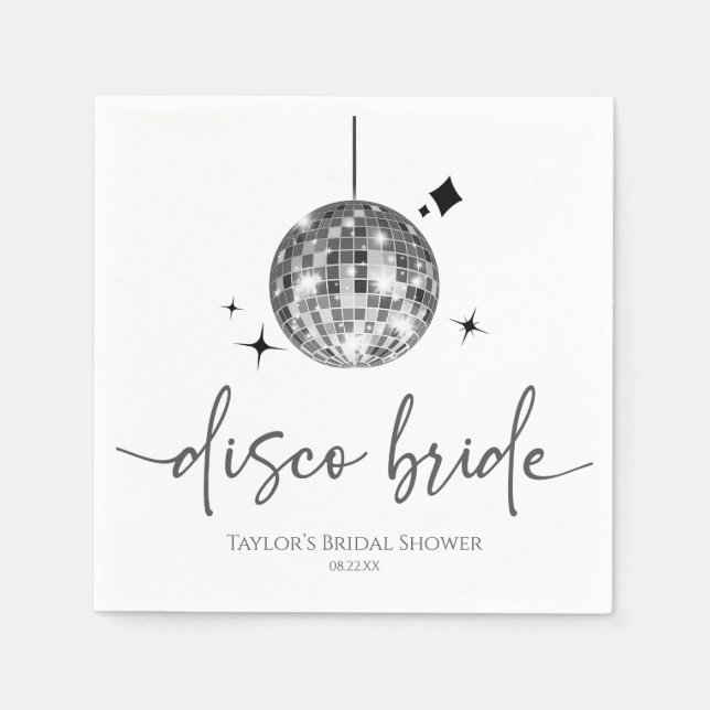 Silver Disco Ball Disco Bridge Brautparty Serviette (Vorderseite)
